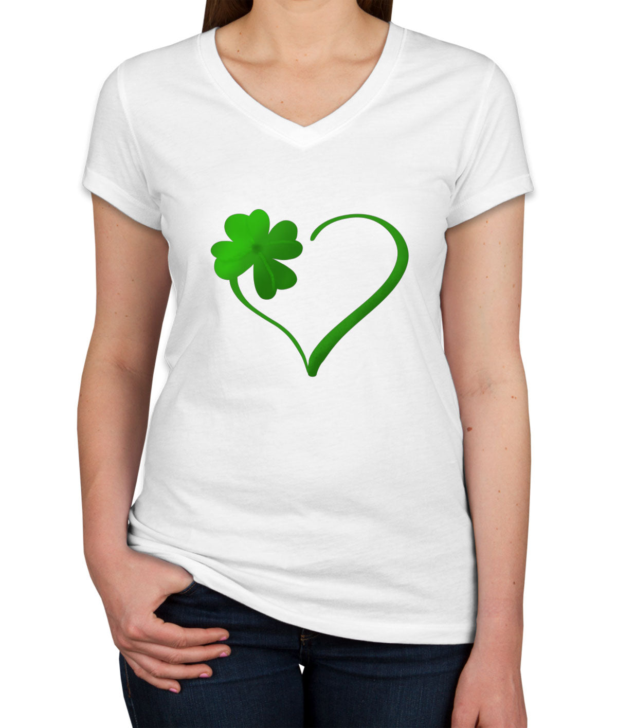 Shamrock Heart St. Patrick's Day Women's V Neck T-shirt