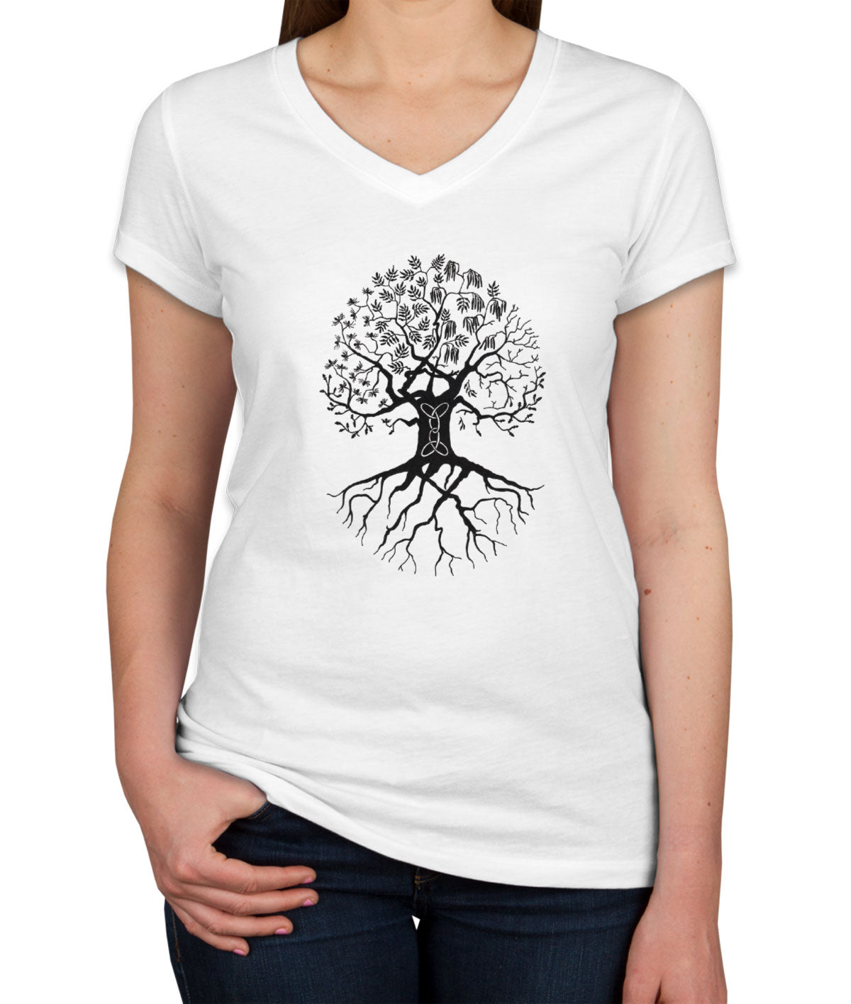 Spiritual Tree Meditation Reiki Roots Women's V Neck T-shirt