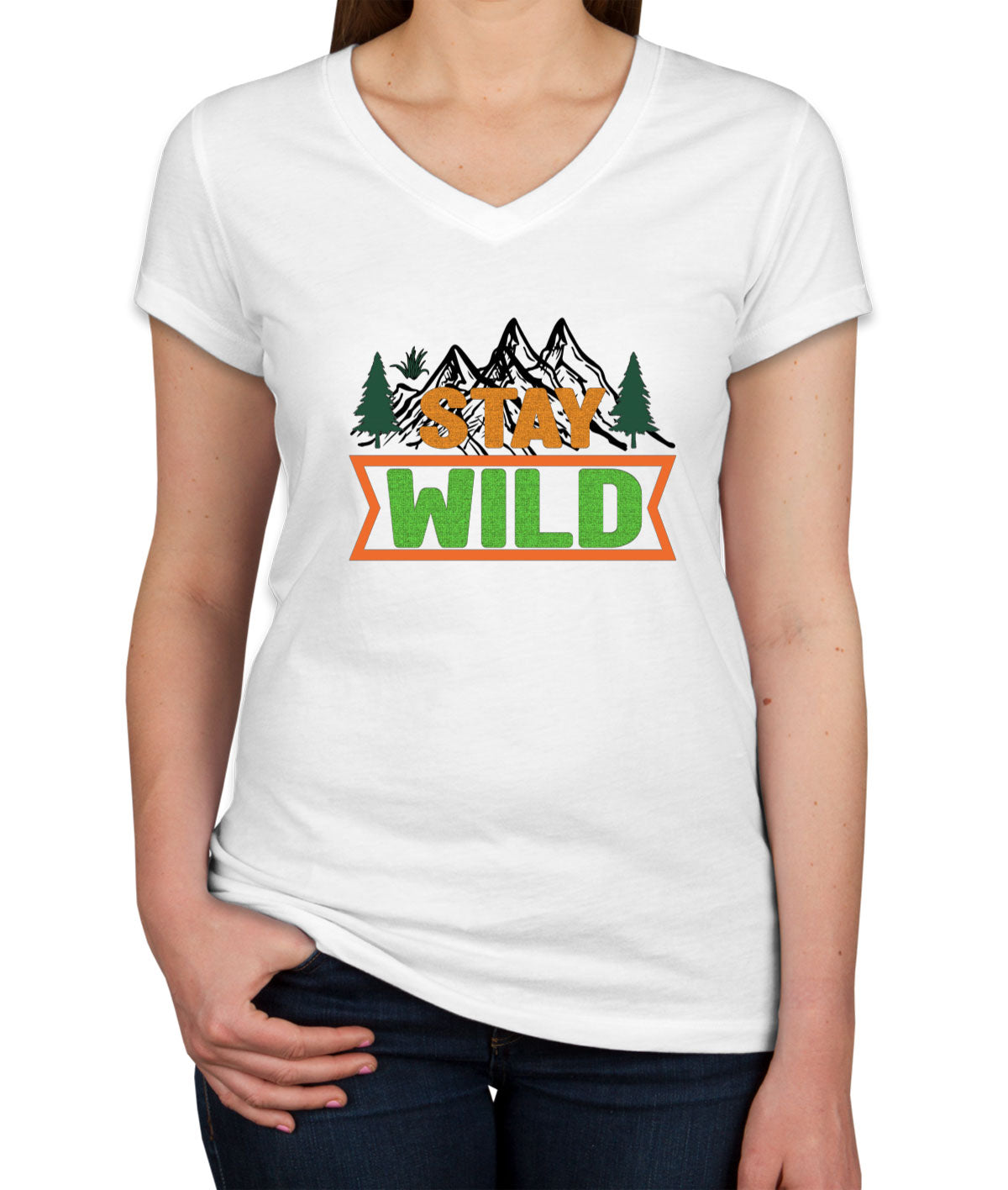 Stay Wild Camp Women's V Neck T-shirt