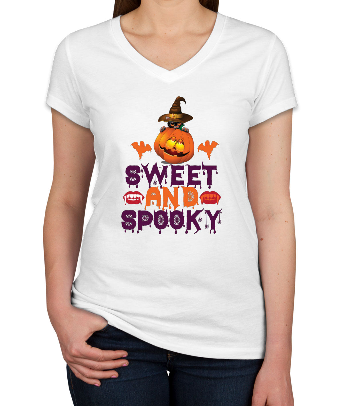 Sweet And Spooky Halloween Women's V Neck T-shirt