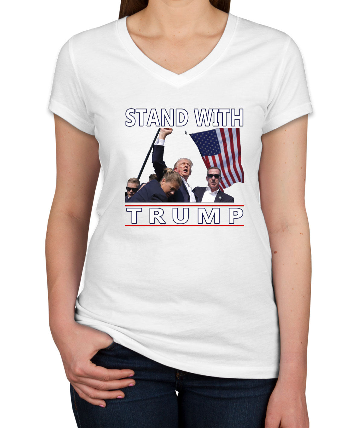 Stand With Trump Women's V Neck T-shirt