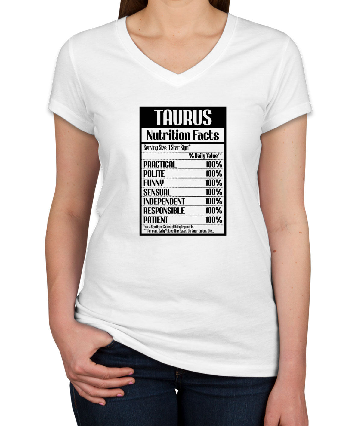 Taurus Zodiac Nutrition Facts Women's V Neck T-shirt