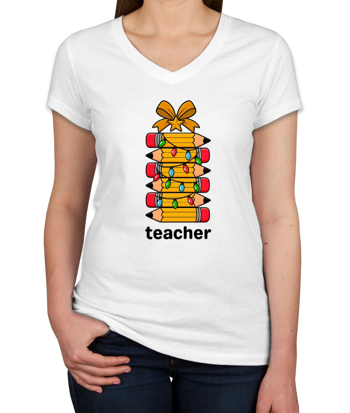 Teacher Christmas Women's V Neck T-shirt