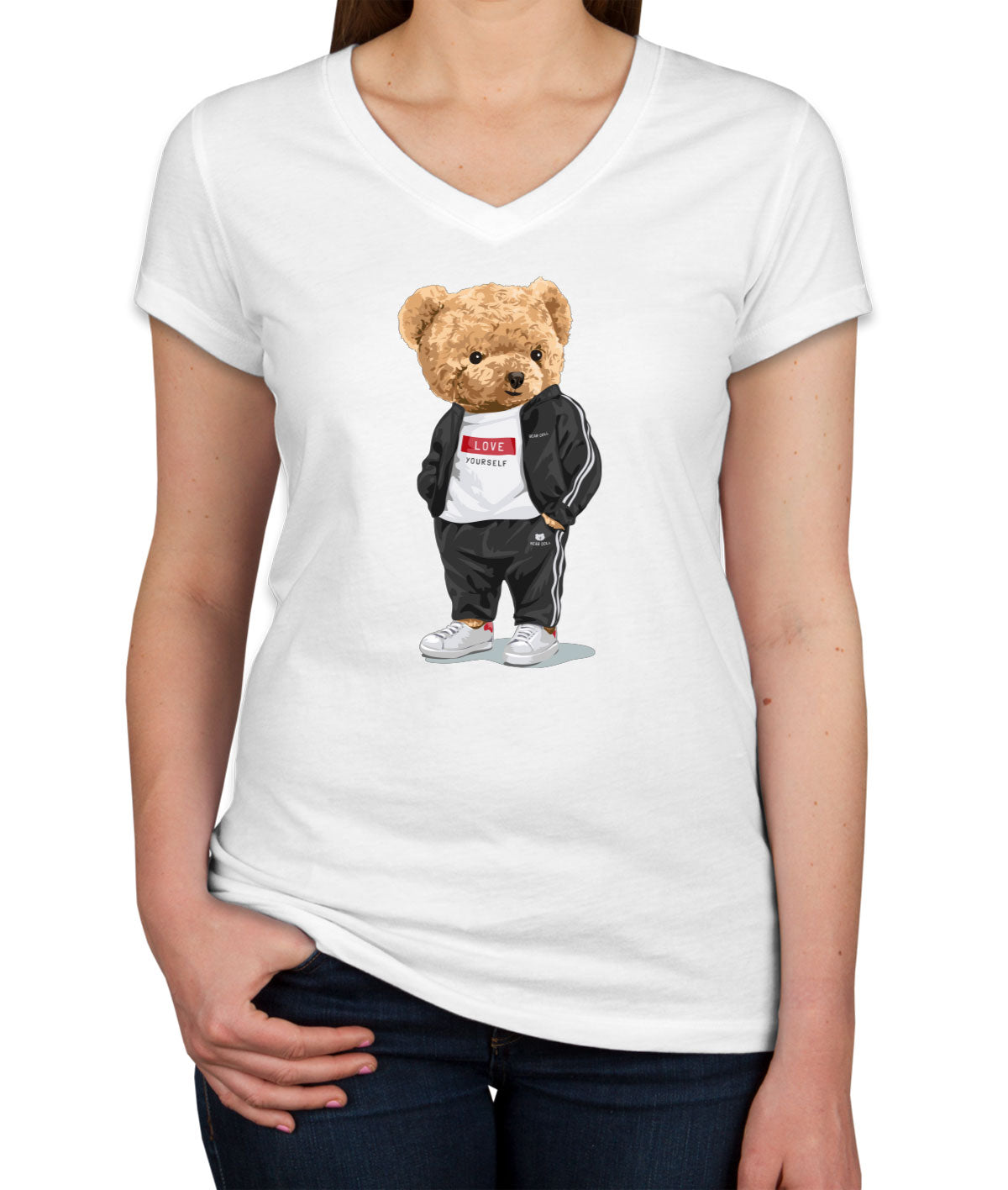 Teddy Bear Love Women's V Neck T-shirt