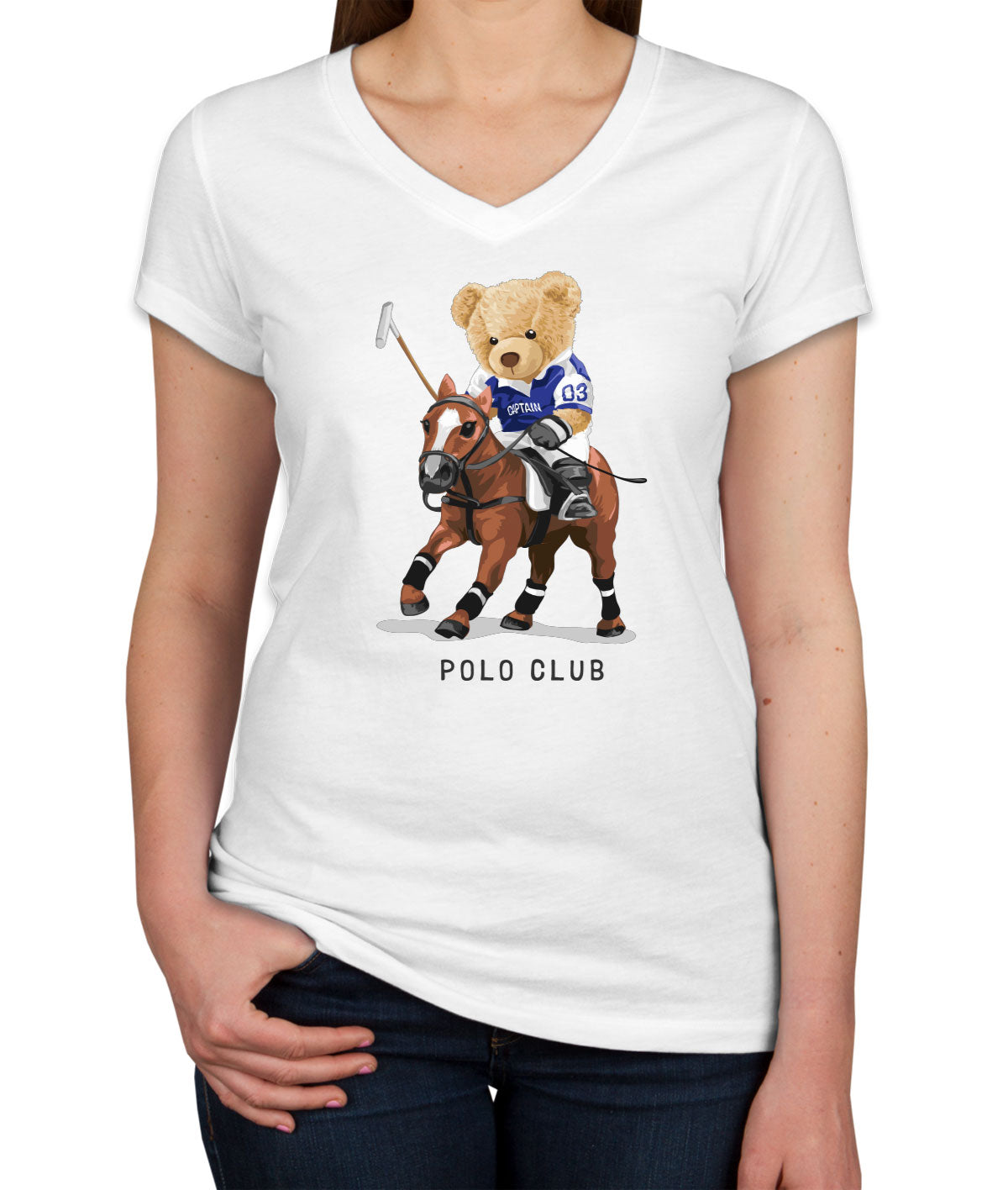 Teddy Bear Polo Women's V Neck T-shirt