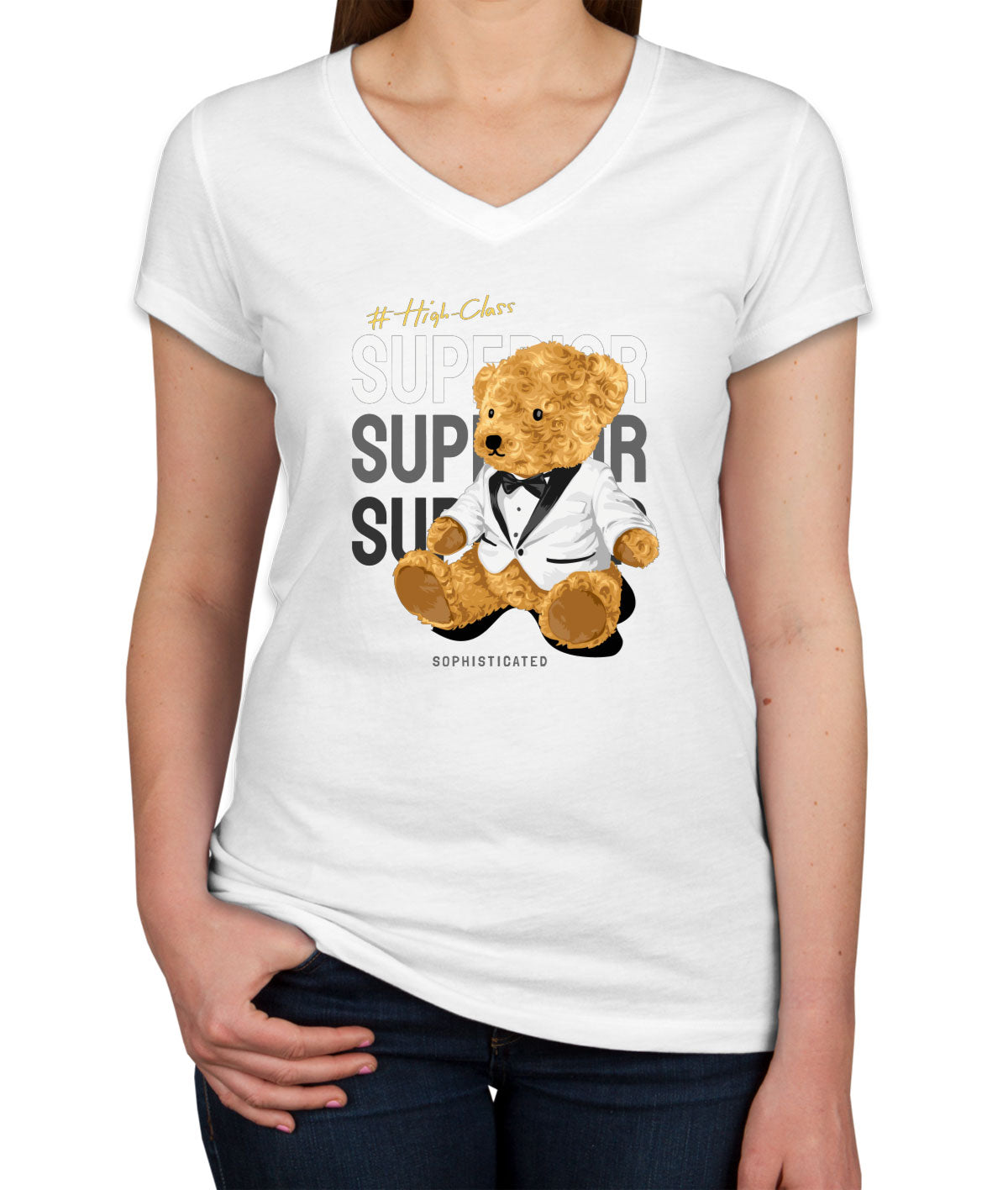 Teddy Bear Superior Women's V Neck T-shirt