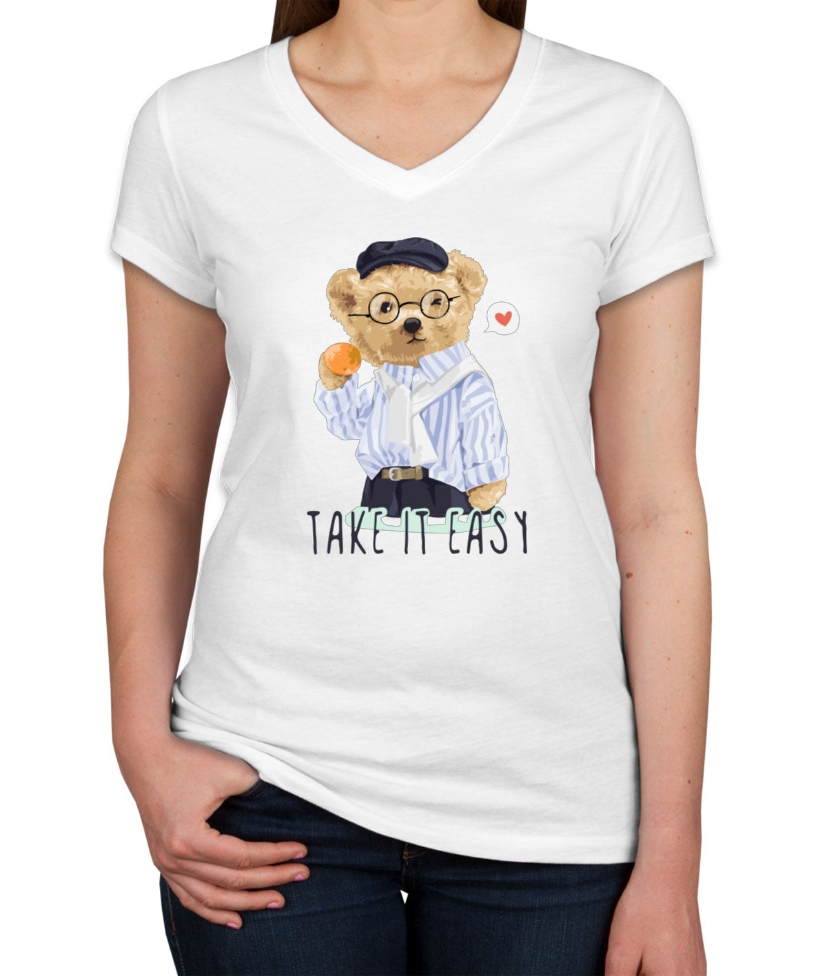 Teddy Bear Take It Women's V Neck T-shirt