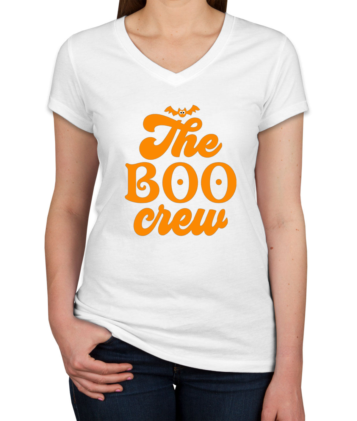 The Boo Crew Halloween Women's V Neck T-shirt