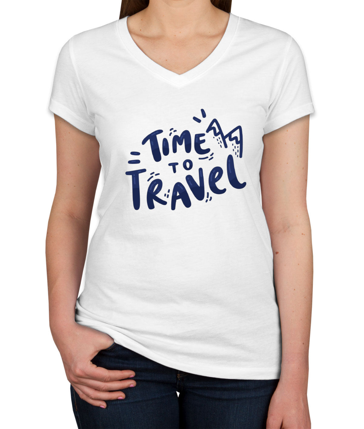 Time To Travel Women's V Neck T-shirt