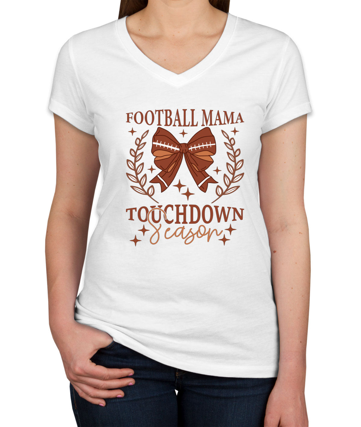 Football Mama Touchdown Season Women's V Neck T-shirt