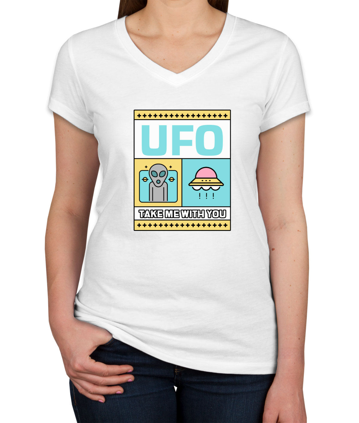 UFO Take Me With You Women's V Neck T-shirt