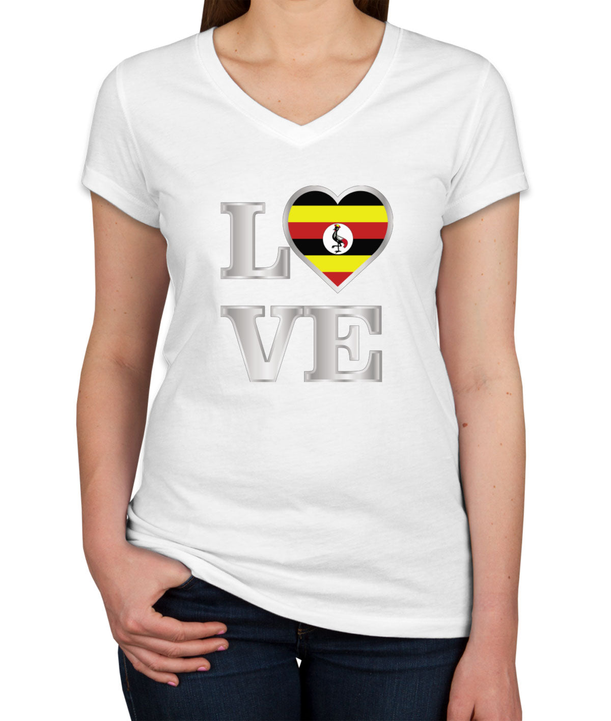 Uganda Love Women's V Neck T-shirt