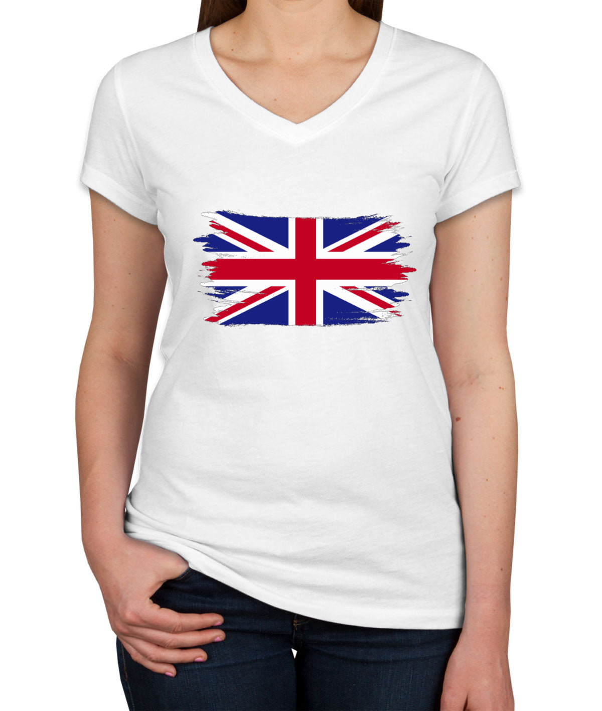 United Kingdom Flag Women's V Neck T-shirt