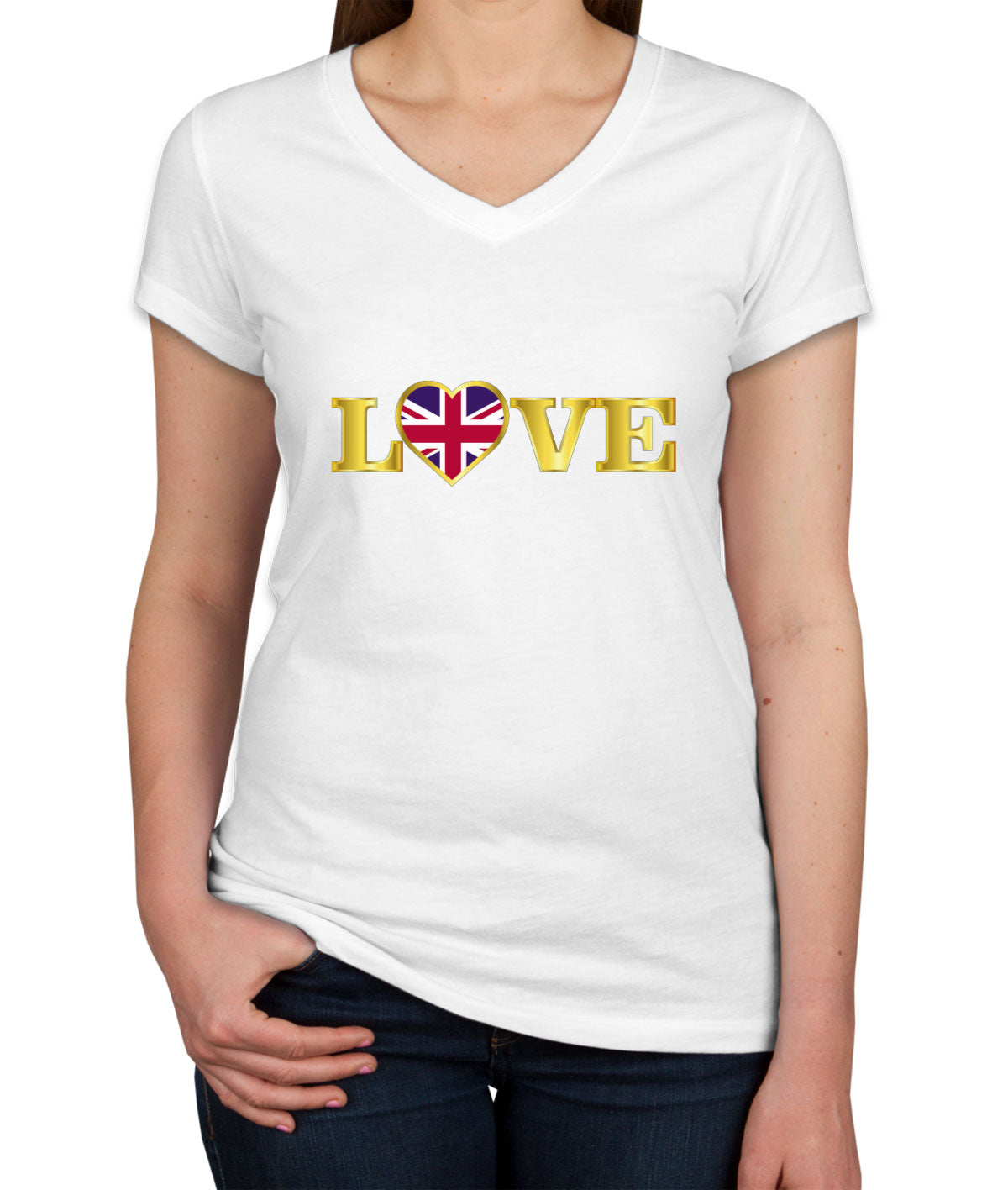 United Kingdom Love Women's V Neck T-shirt