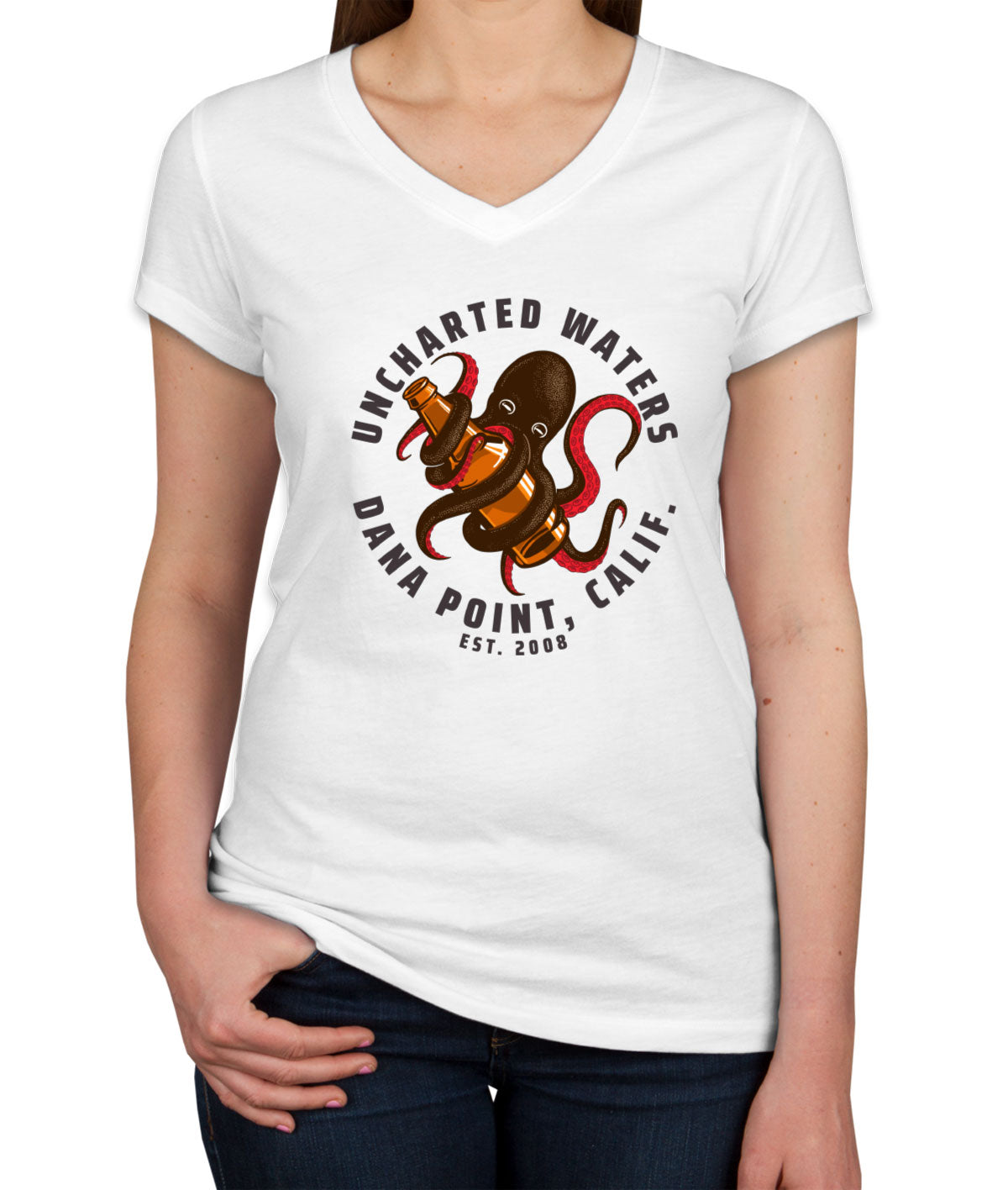 Uncharted Waters Dana Point California Women's V Neck T-shirt