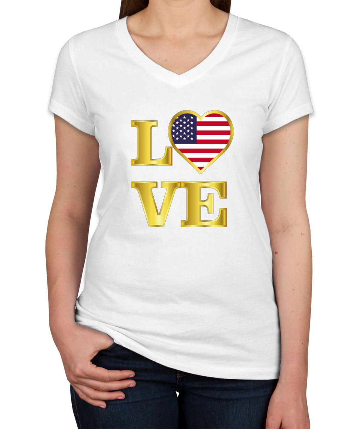 USA Love Women's V Neck T-shirt