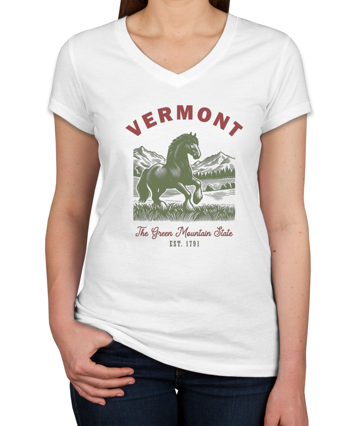 Vermont State Vintage Women's V Neck T-shirt