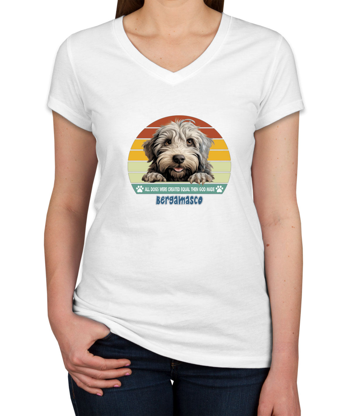 All Dogs Were Created Equal Bergamasco Women's V Neck T-shirt