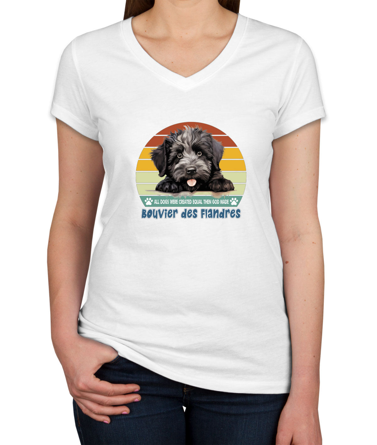 All Dogs Were Created Equal Bouvier Des Flandres Women's V Neck T-shirt