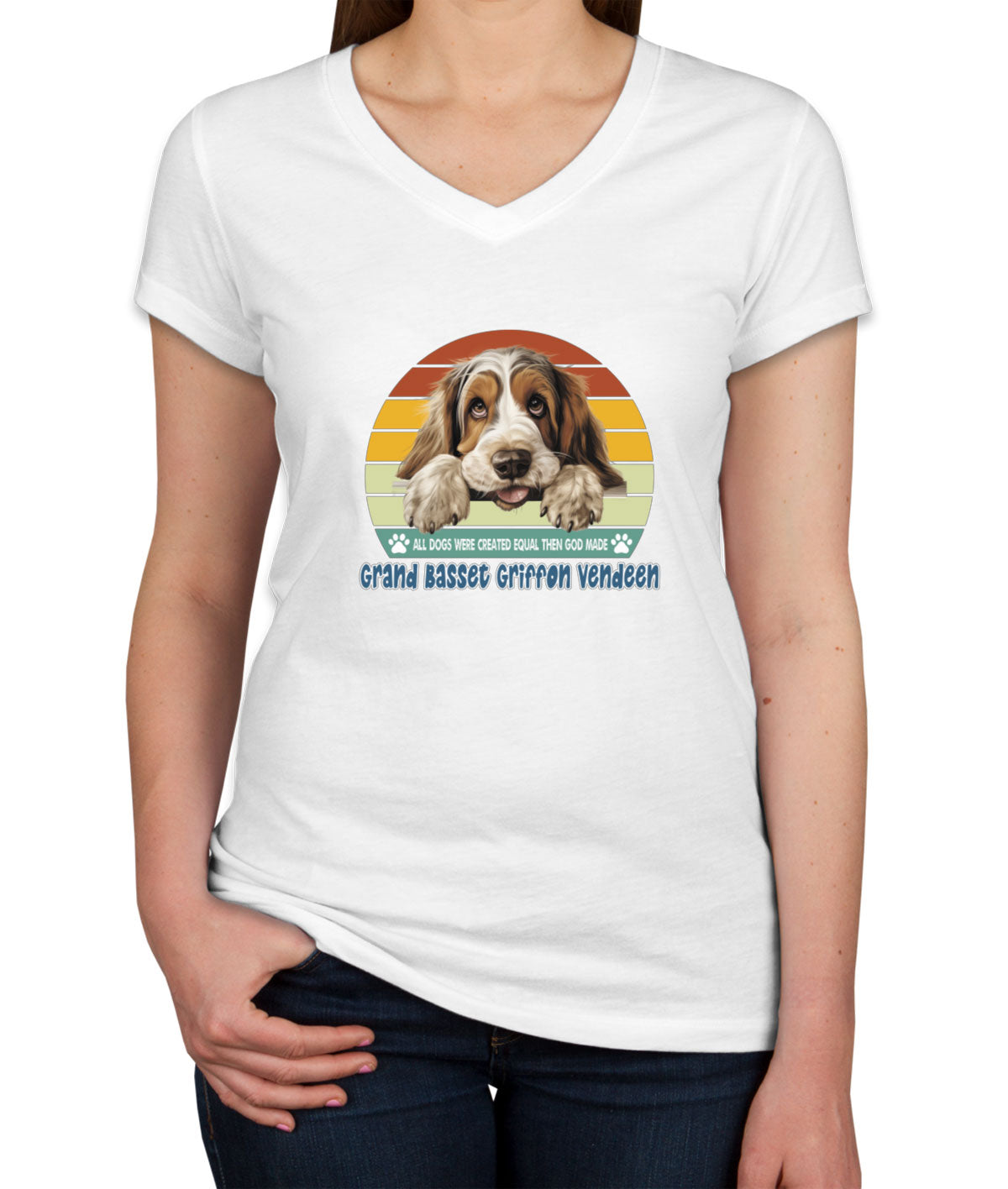 All Dogs Were Created Equal Grand Basset Griffon Vendeen Women's V Neck T-shirt
