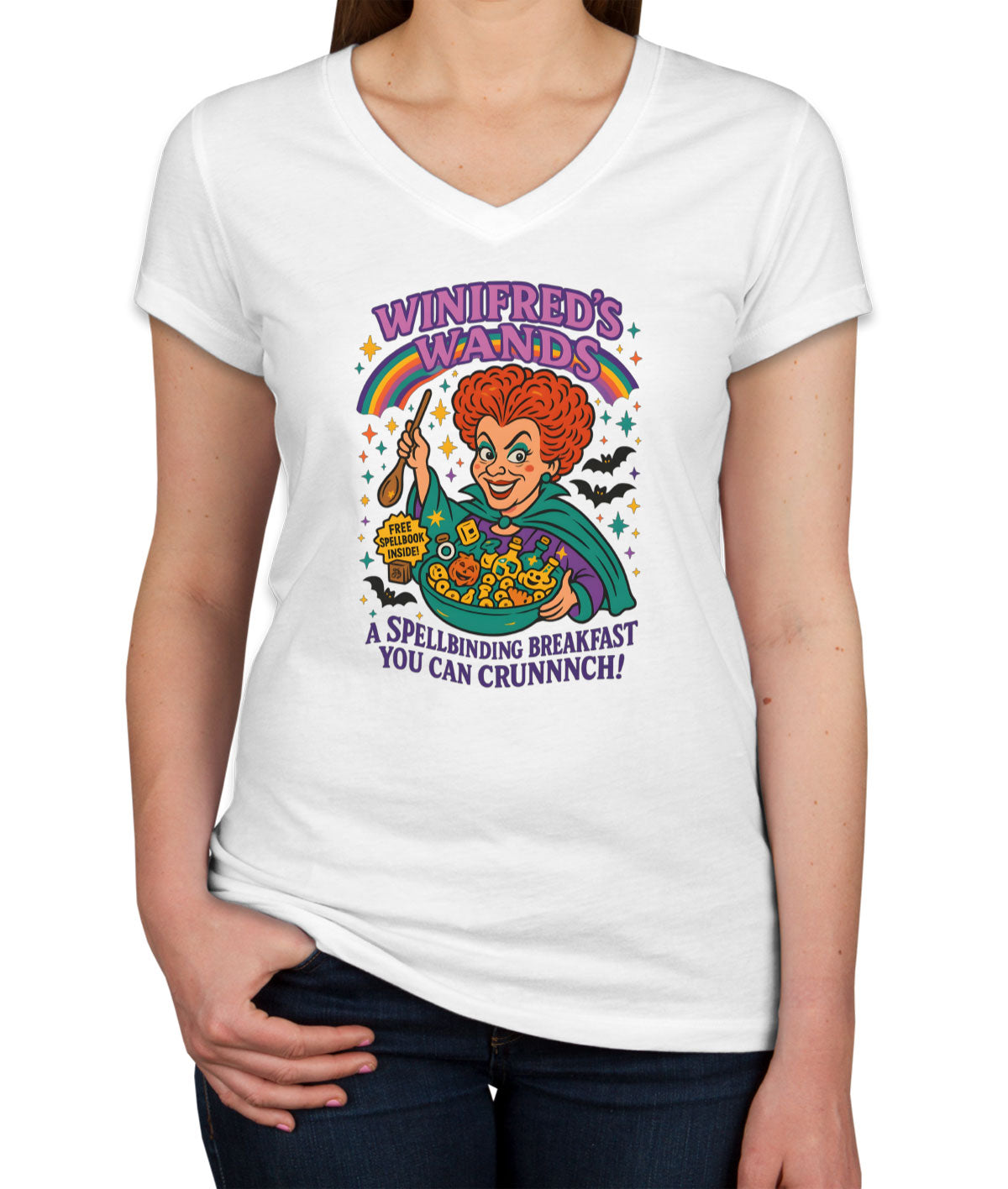 Vinifred's Wands Halloween Women's V Neck T-shirt
