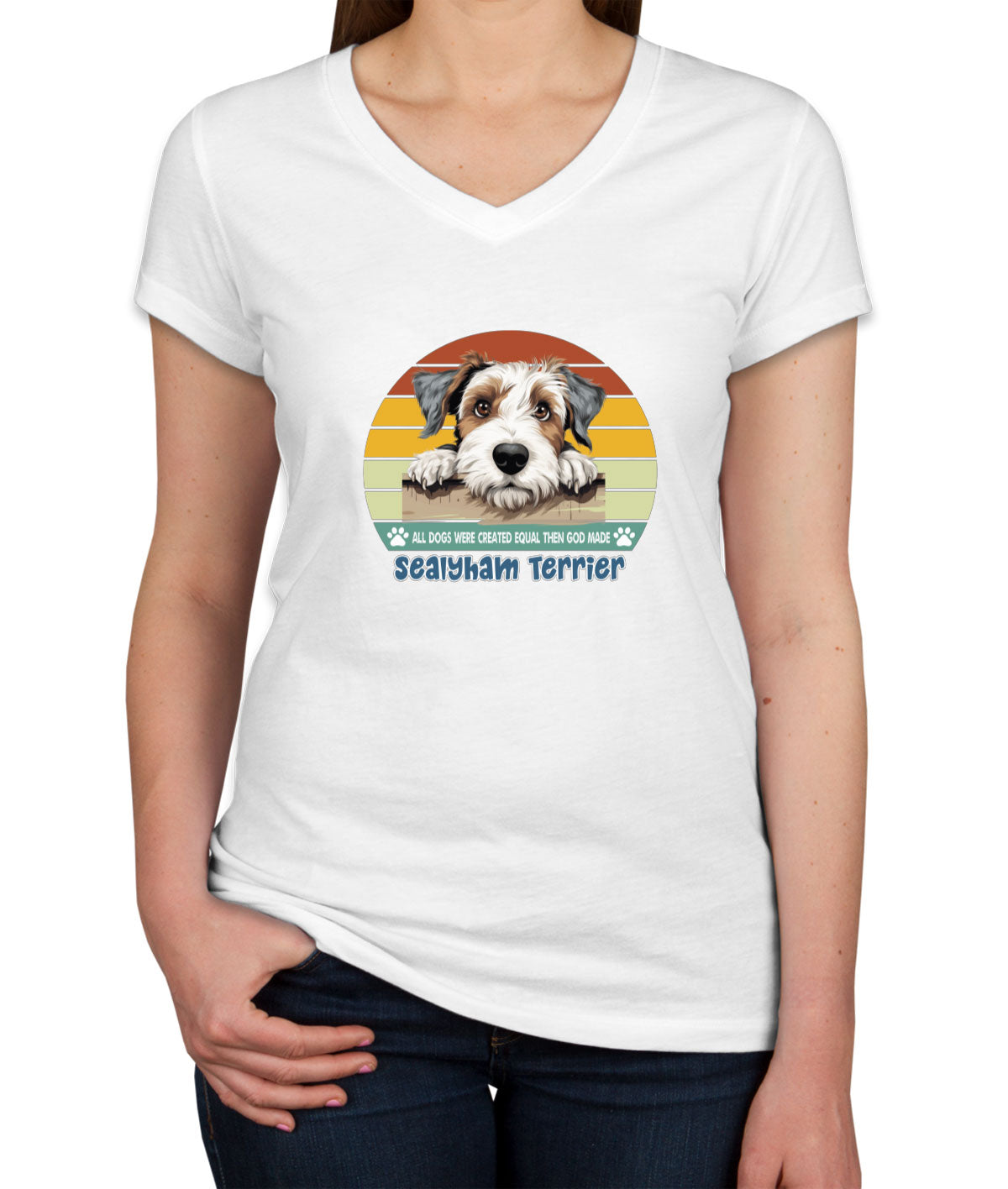 All Dogs Were Created Equal Sealyham Terrier Women's V Neck T-shirt