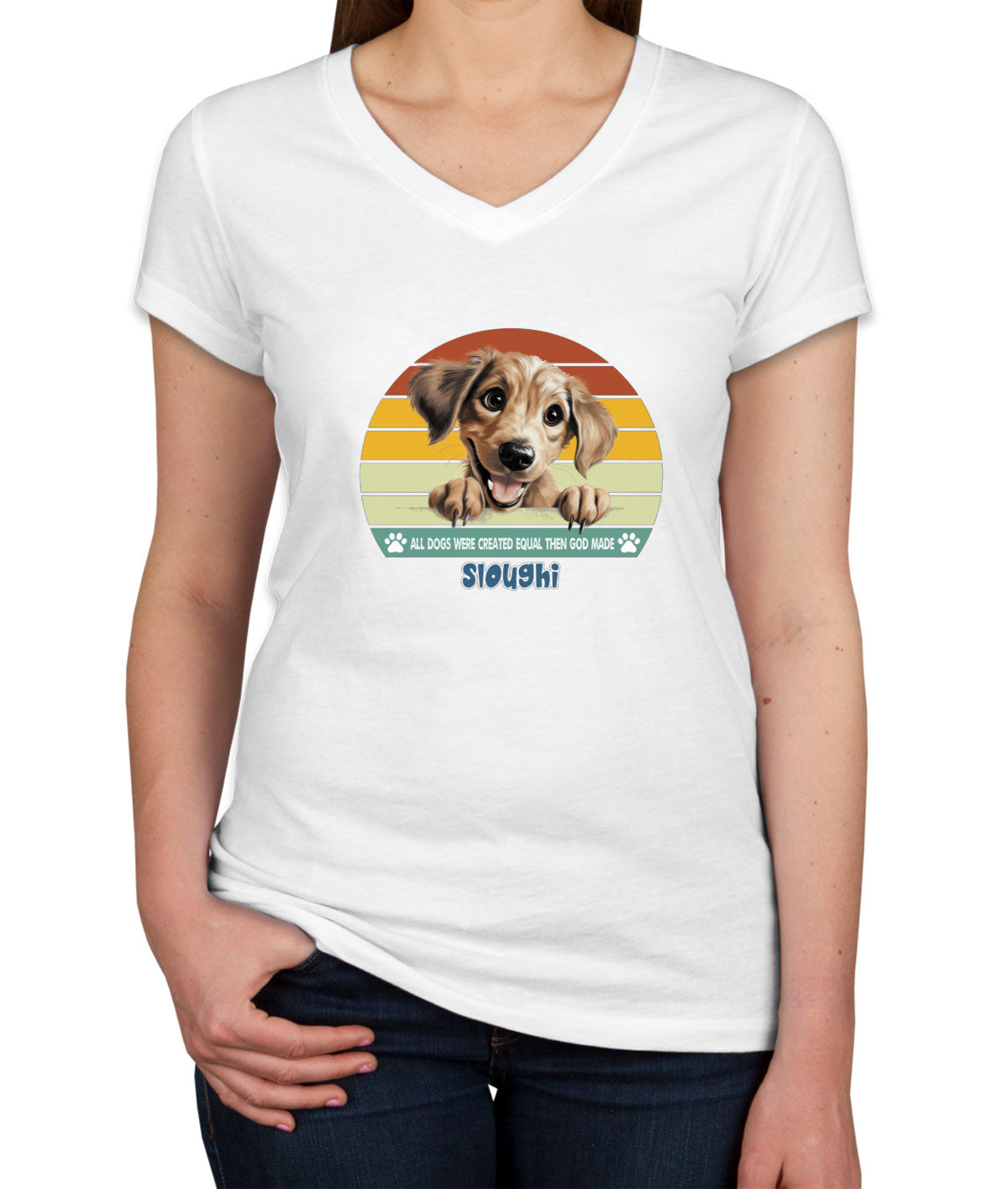 All Dogs Were Created Equal Sloughi Women's V Neck T-shirt