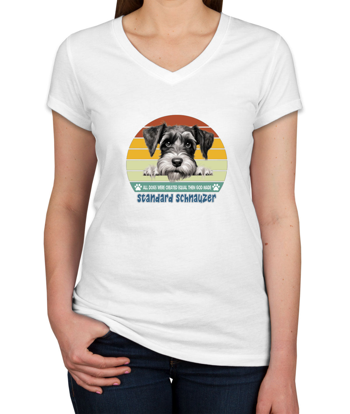 All Dogs Were Created Equal Standard Schnauzer Women's V Neck T-shirt