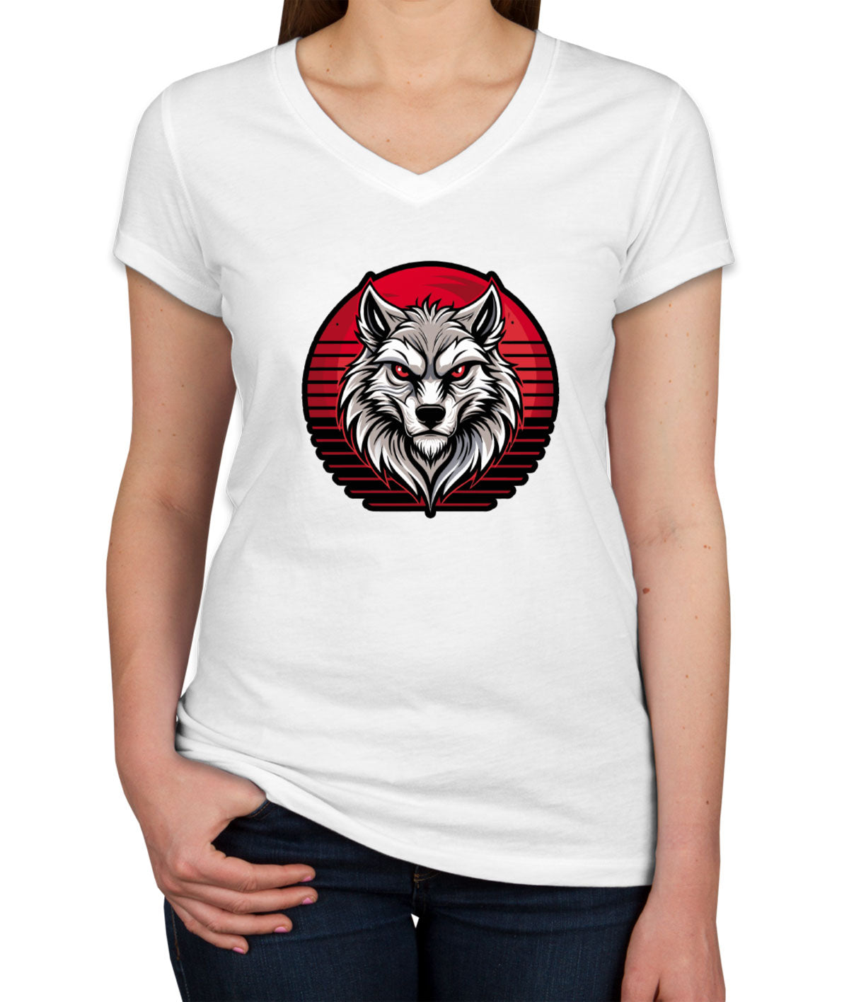 Wolf Head Women's V Neck T-shirt