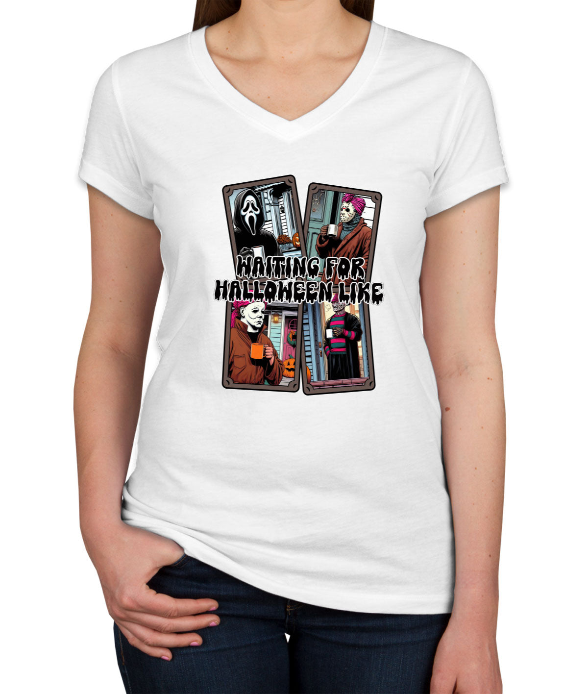 Waiting For Halloween Like Women's V Neck T-shirt
