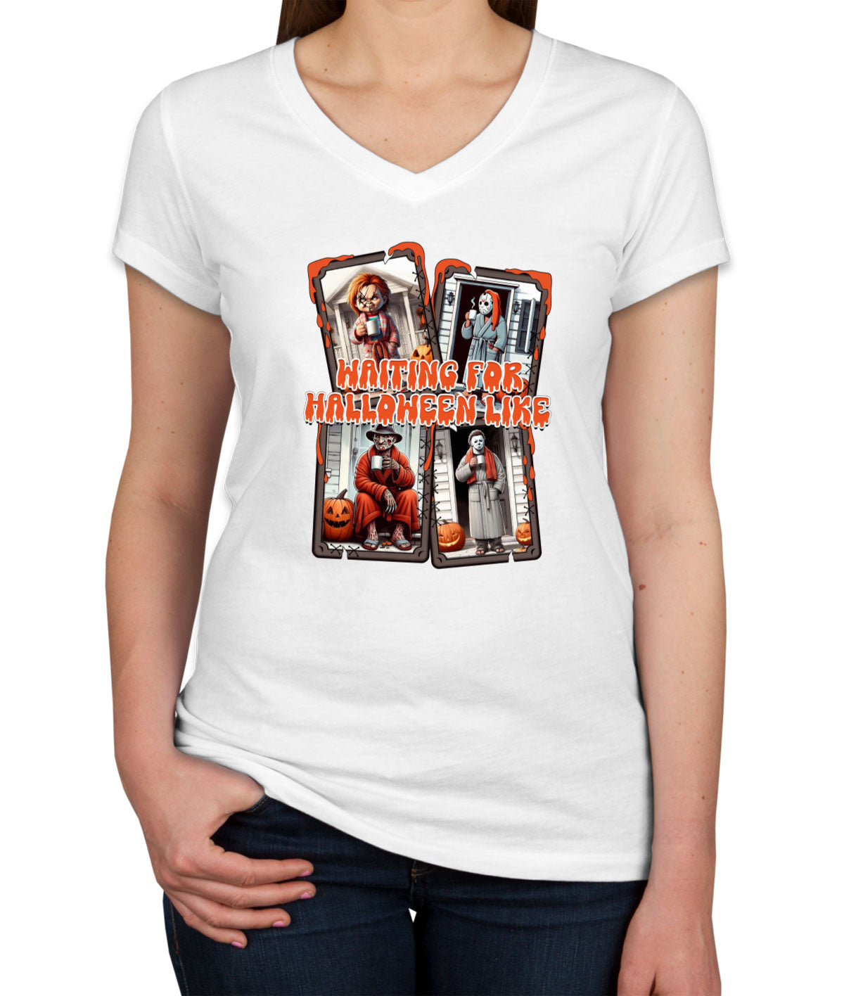 Waiting For Halloween Like Women's V Neck T-shirt