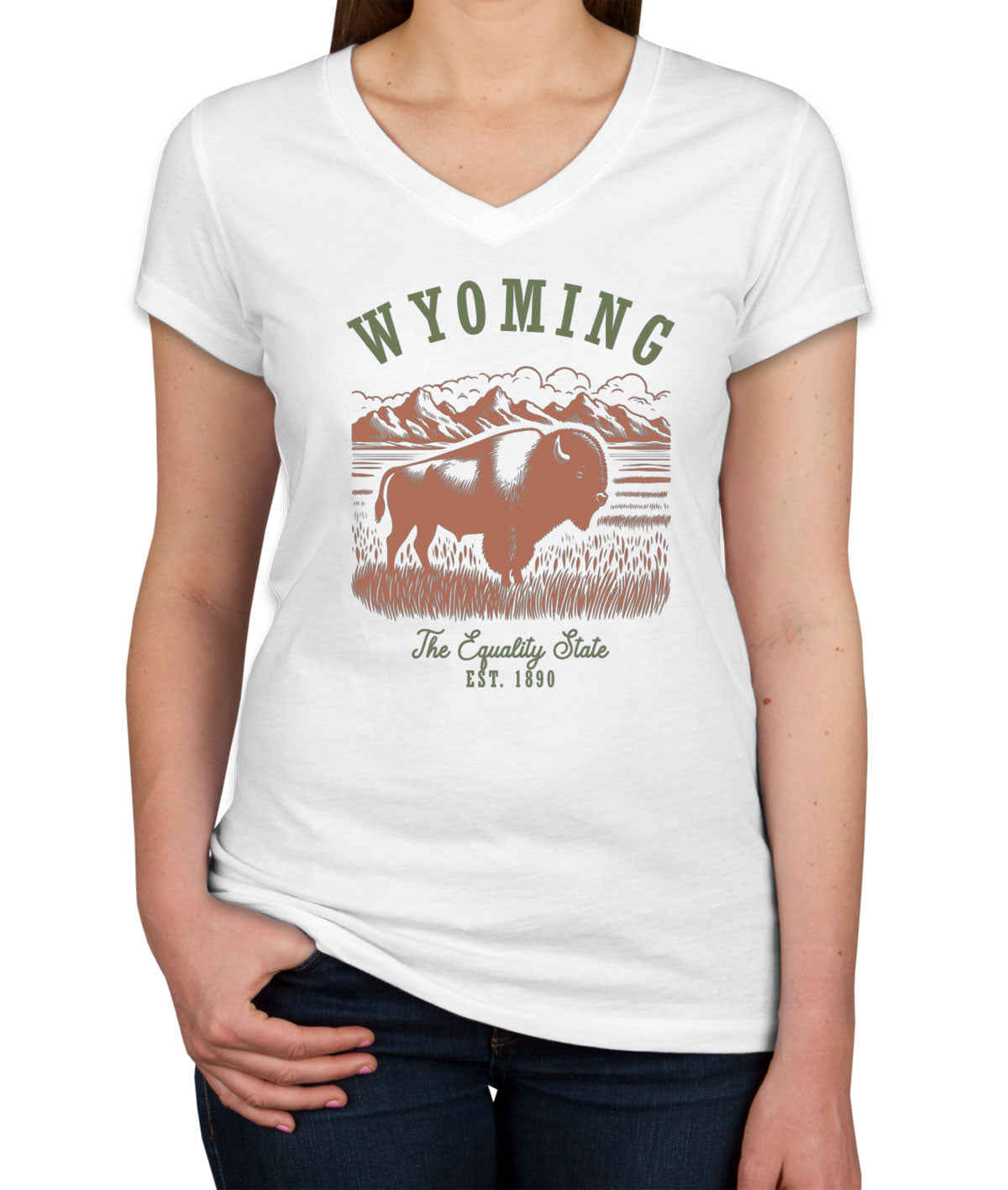 Wyoming State Vintage Women's V Neck T-shirt