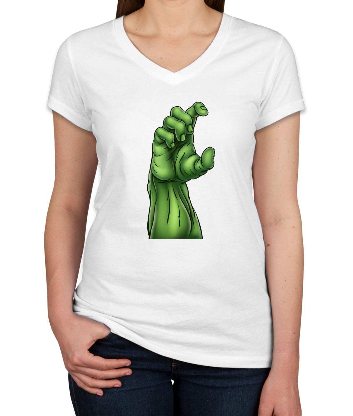 Zombie Monster Hand Halloween Women's V Neck T-shirt