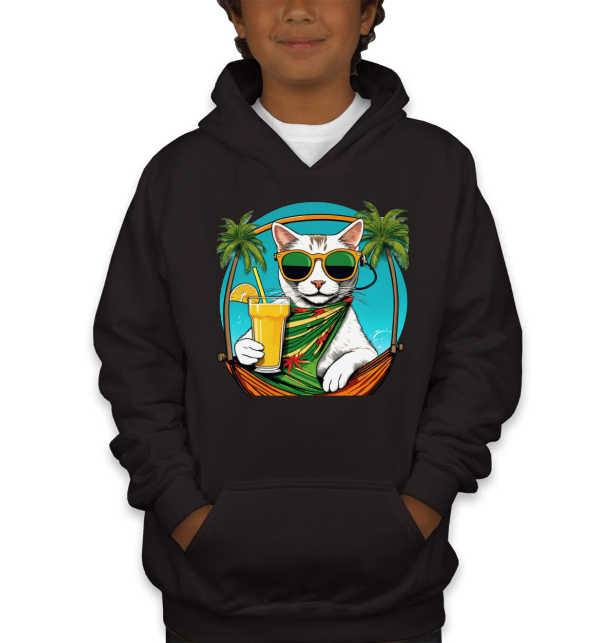 Cool Cat With Sunglasses Youth Hoodie