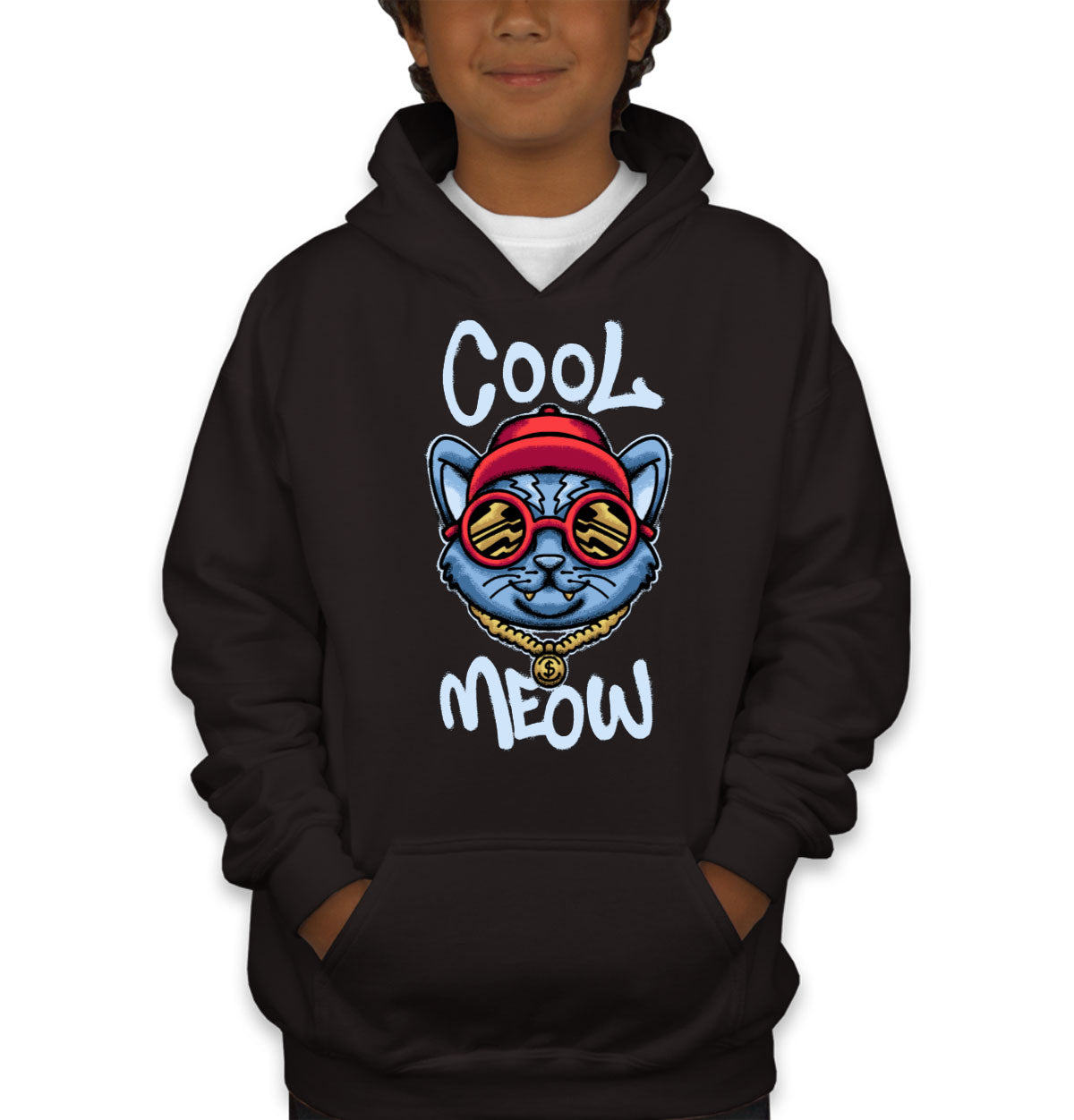 Cool Meow Cat Youth Hoodie