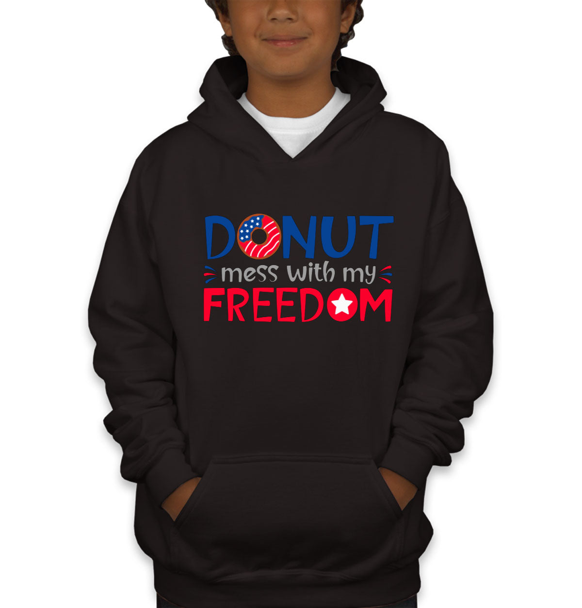 Donut Mess With My Freedom Patriotic Youth Hoodie