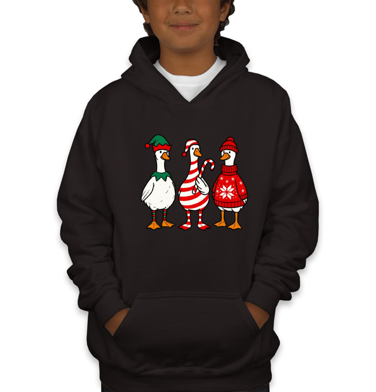 Funny Christmas Gooses Youth Hoodie