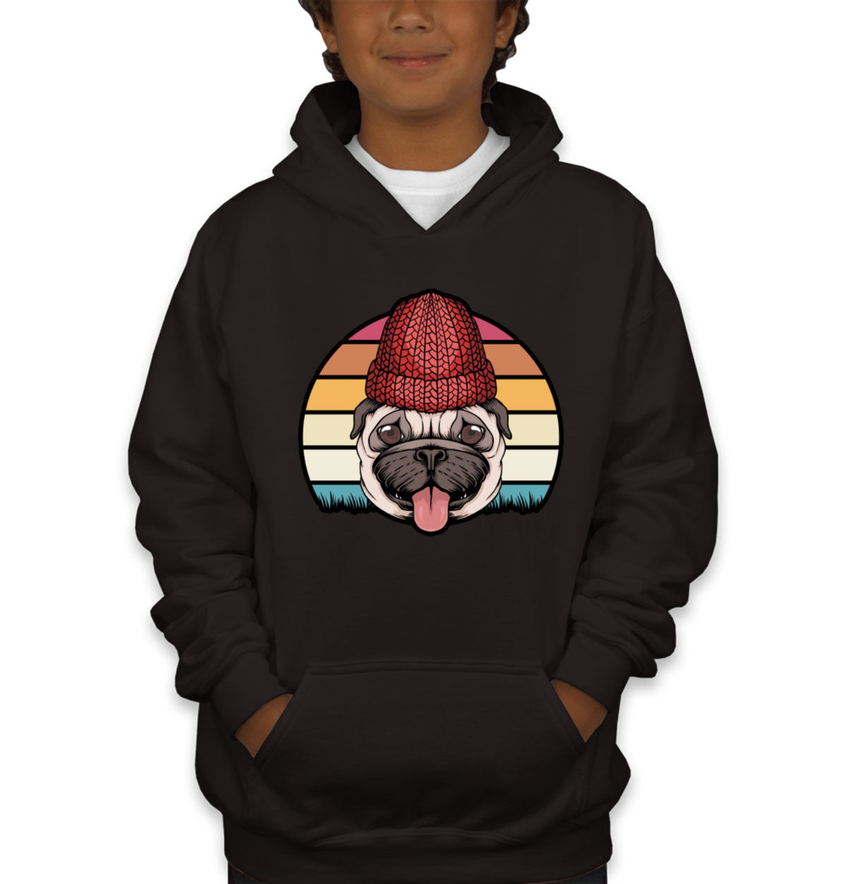 Retro Pug Dog Vintage Youth Hoodie