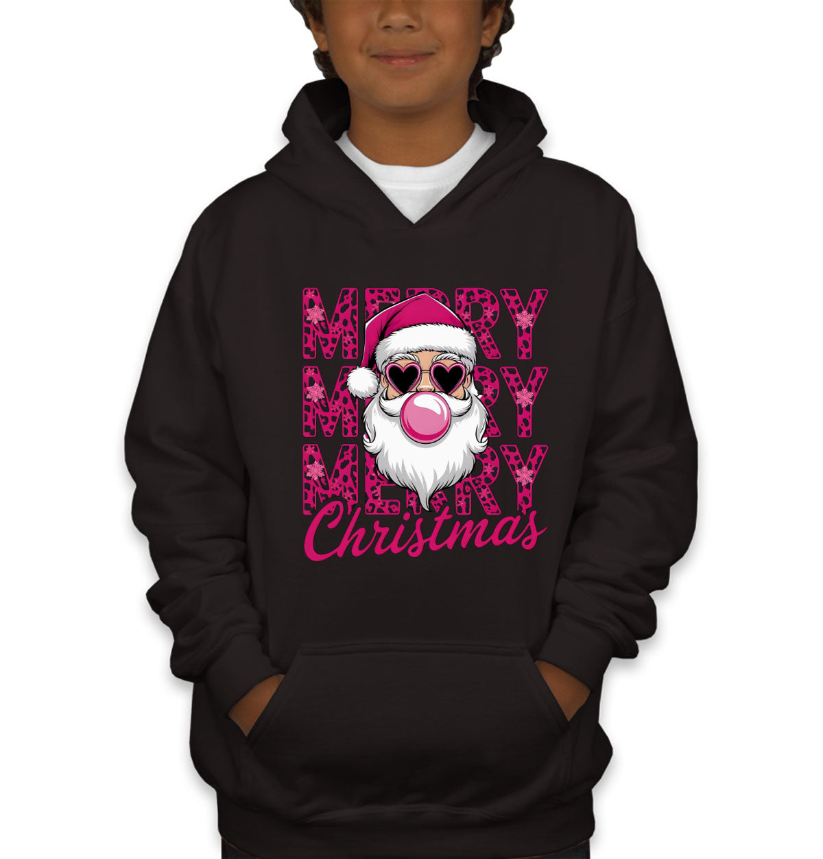 Santa Bubble Gum Merry Christmas Youth Hoodie