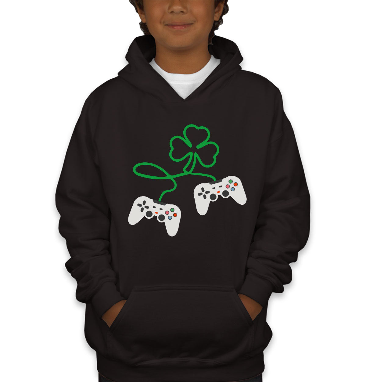 Shamrock Video Gamer St. Patrick's Day Youth Hoodie