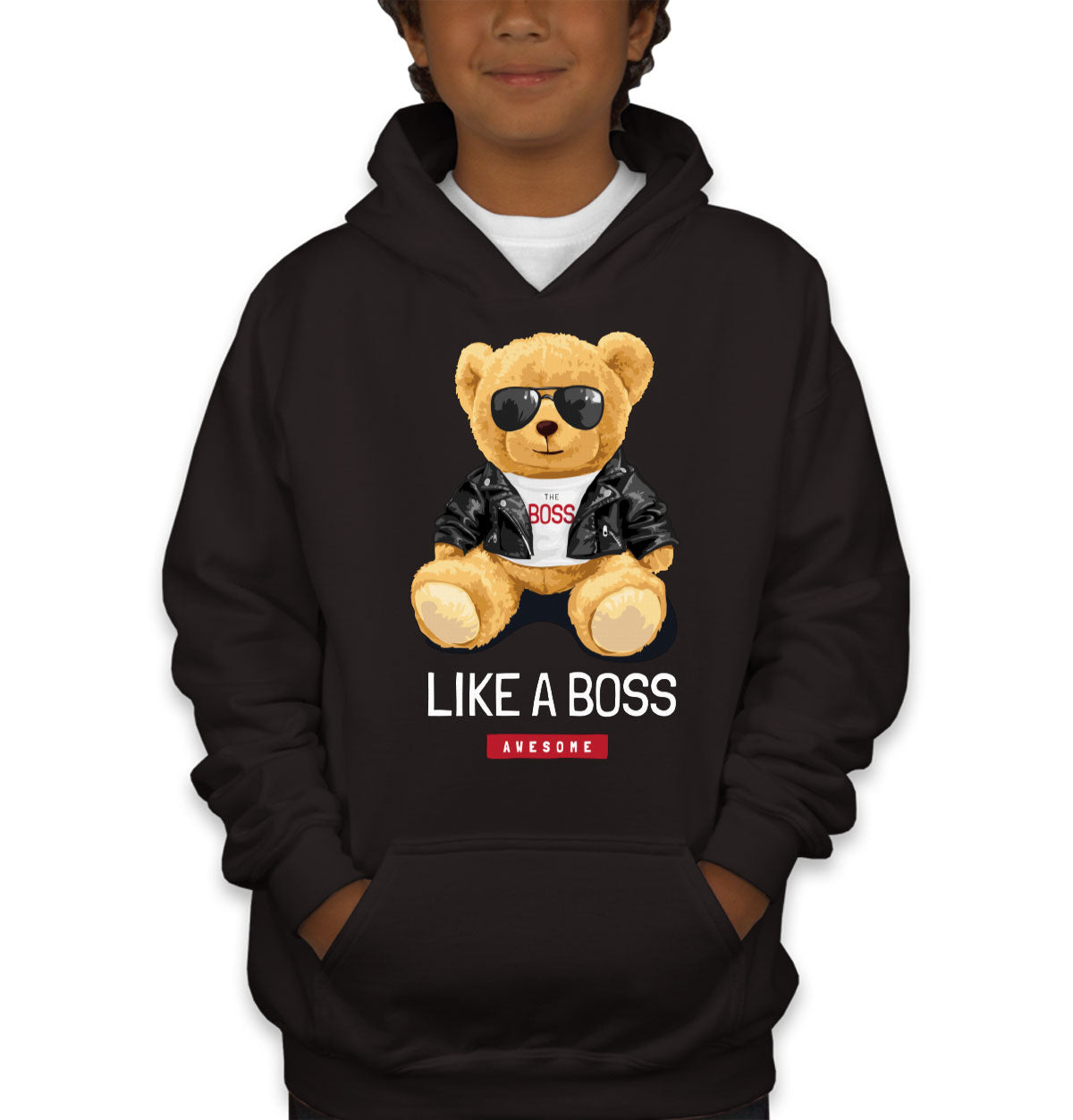 Teddy Bear Like A Boss Youth Hoodie