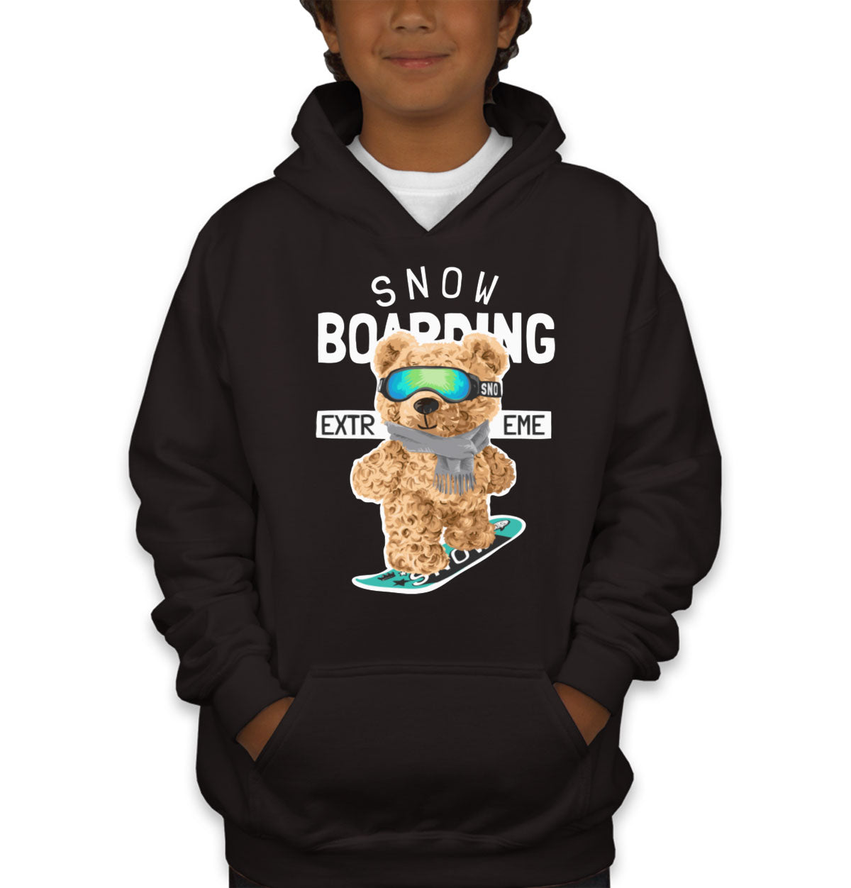 Teddy Bear Extreme Snowboarding Youth Hoodie