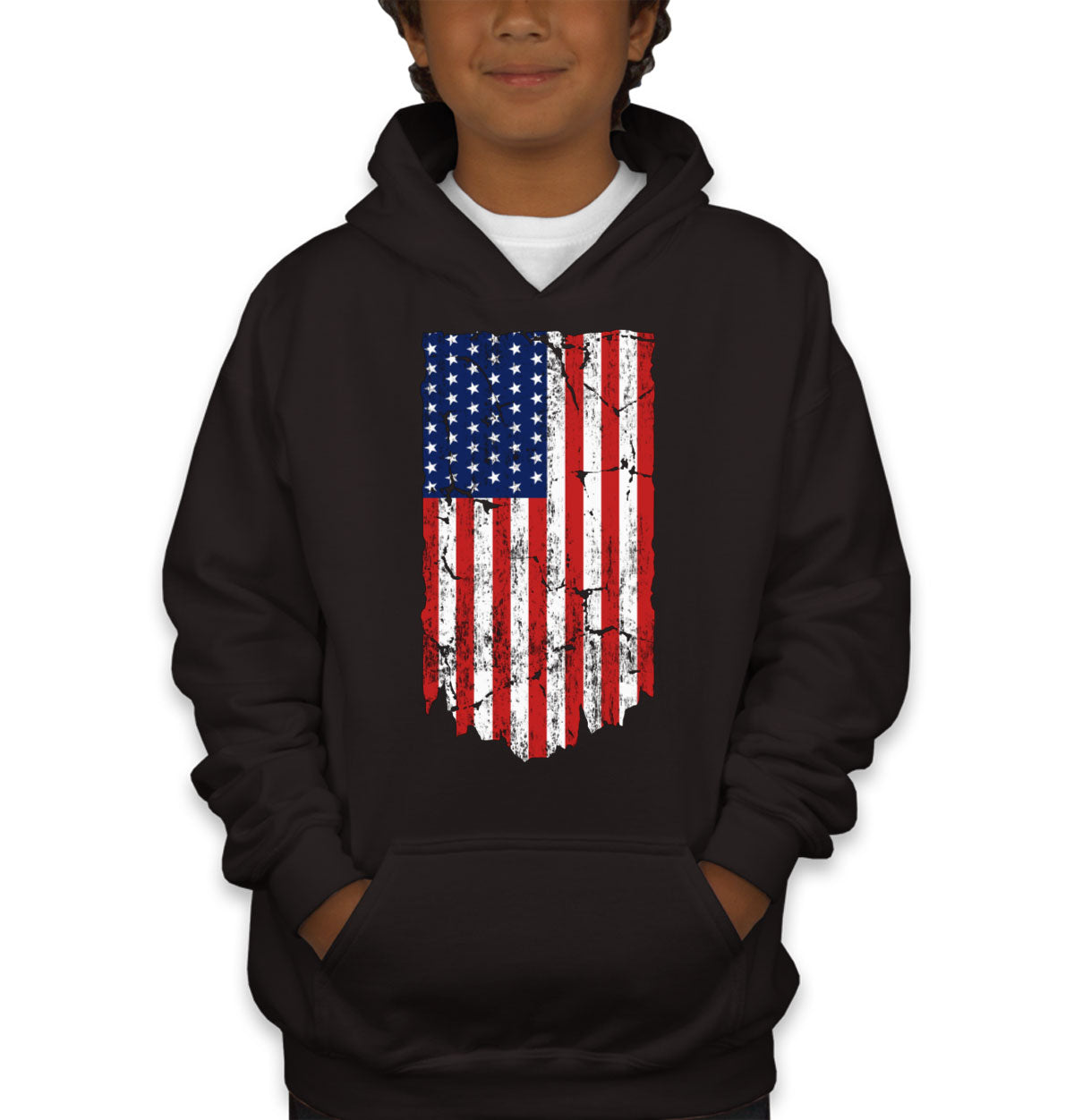 Distressed USA American Flag Youth Hoodie