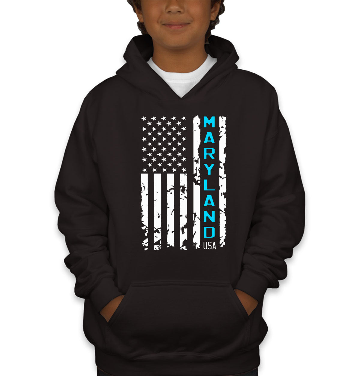 Maryland American Flag Youth Hoodie