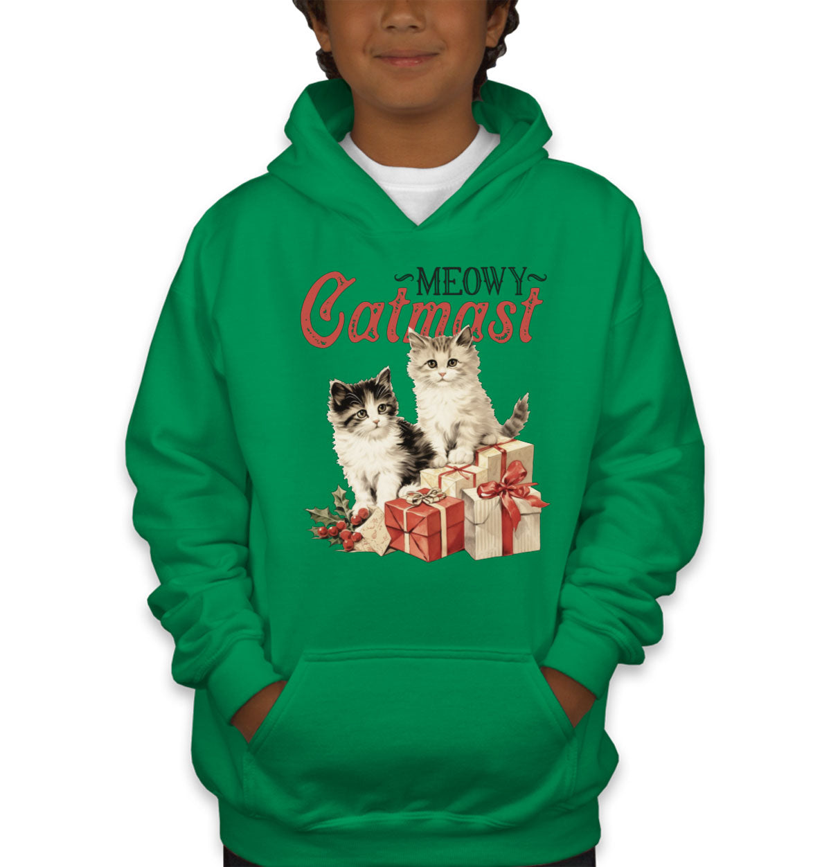 Meowy Catmast Christmas Youth Hoodie
