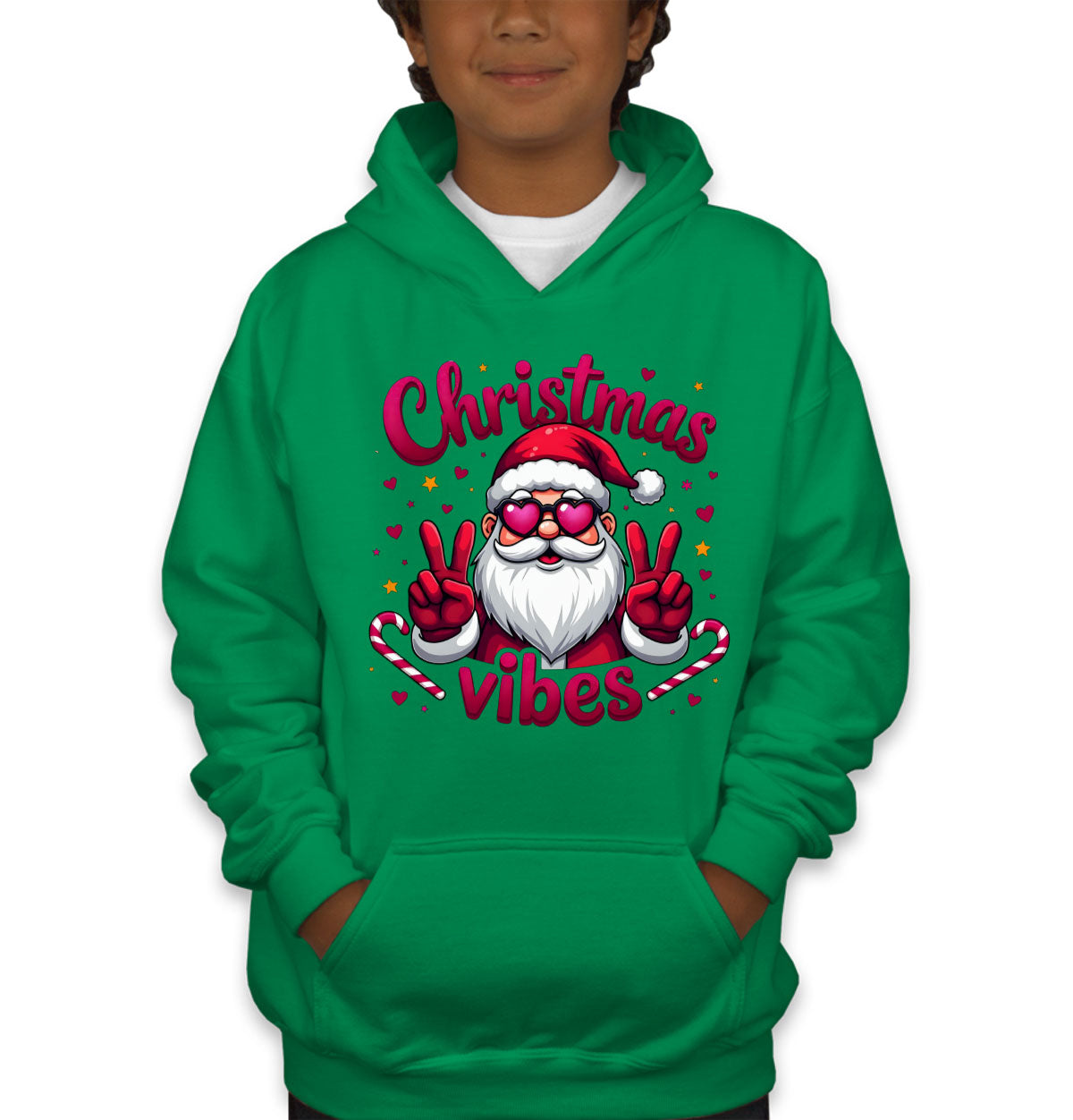 Santa Christmas Vibes Youth Hoodie