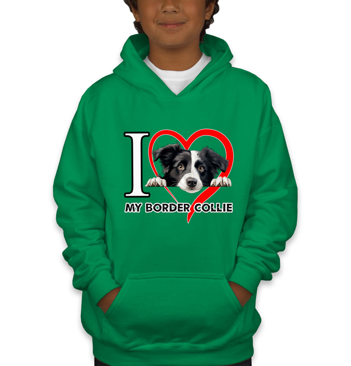 I Love My Border Collie Dog Youth Hoodie