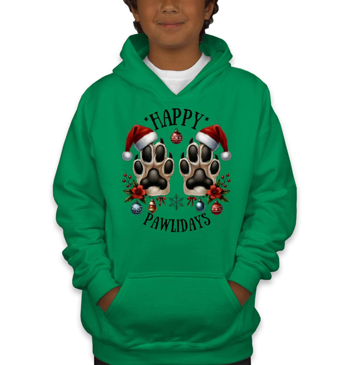 Happy Pawlidays Christmas Youth Hoodie