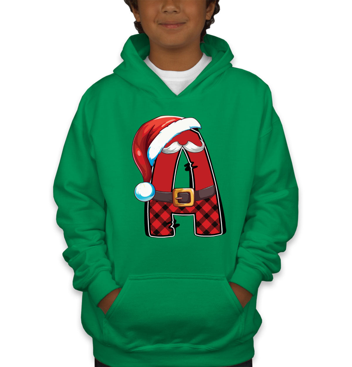 Christmas Santa Alphabet Letters [Custom Initial] Youth Hoodie