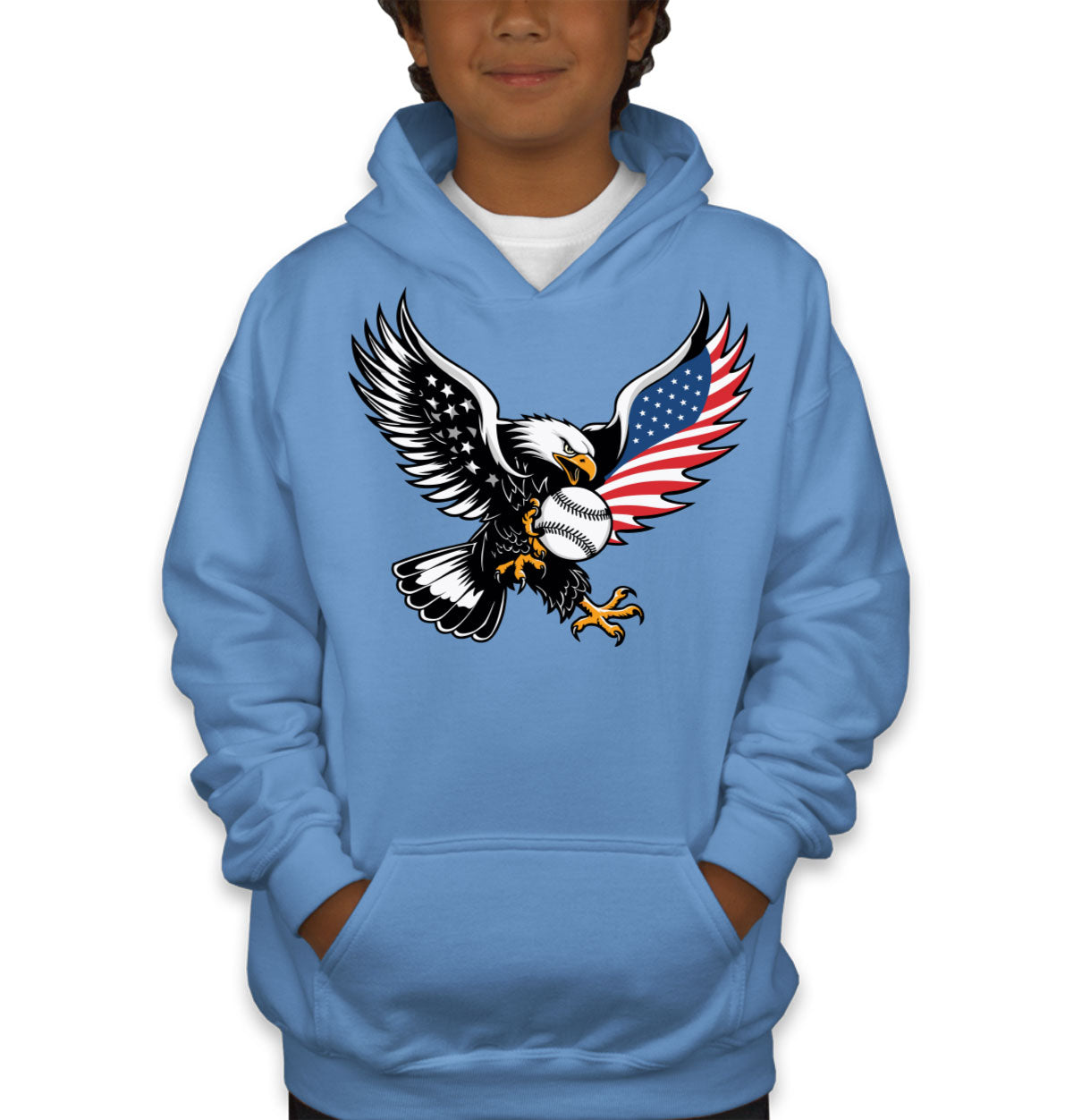 American Eagle Catching Baseball Youth Hoodie